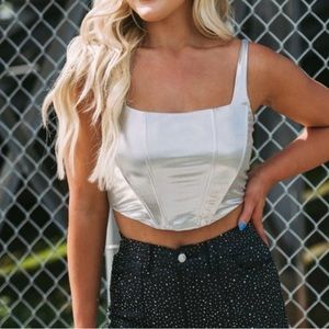 Metallic silver crop top
